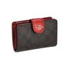 Coach Corner Zip Classic Monogram Coated Canvas And Leather Wristlet Clutch Women Clutch Red Dark-Brown C0082-IMRVQ