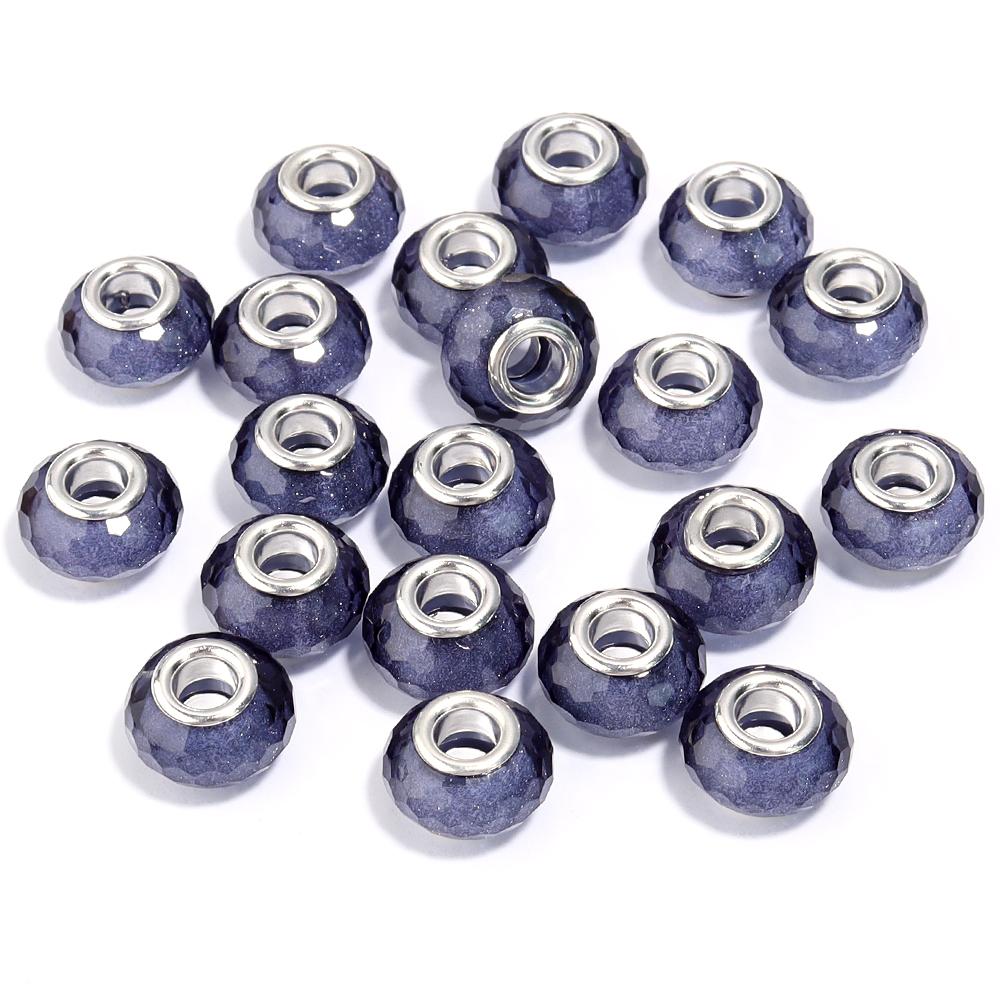 20pcs 14x9mm Resin Beads Multicolor Faceted Big Hole Loose Spacer Beads For Jewelry Making DIY Bracelets Keychain Accessories