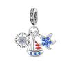 New 925 Sterling copper Summer Blue Ocean Turtle Starfish Dolphin Dangle Charms Fit Original Bracelet Necklace Zircon