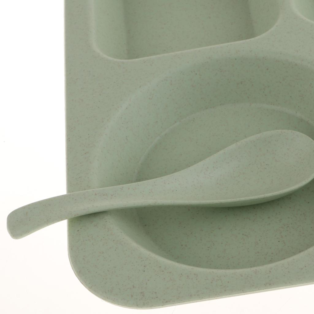 Dinner Plate Straw Lunch Snacks Dish Spoon Chopsticks Set