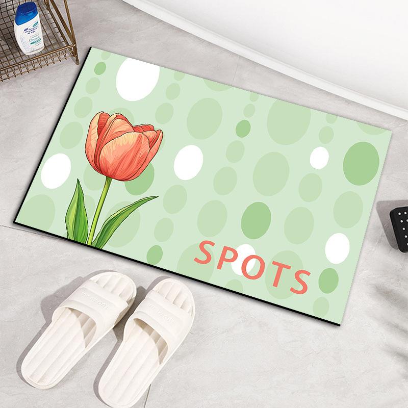 Tulip Flower Diatom Mud Absorbent Soft Mat Bathroom Door Non-slip Mat Household Foot Mat Bathroom Quick-drying Floor Mat