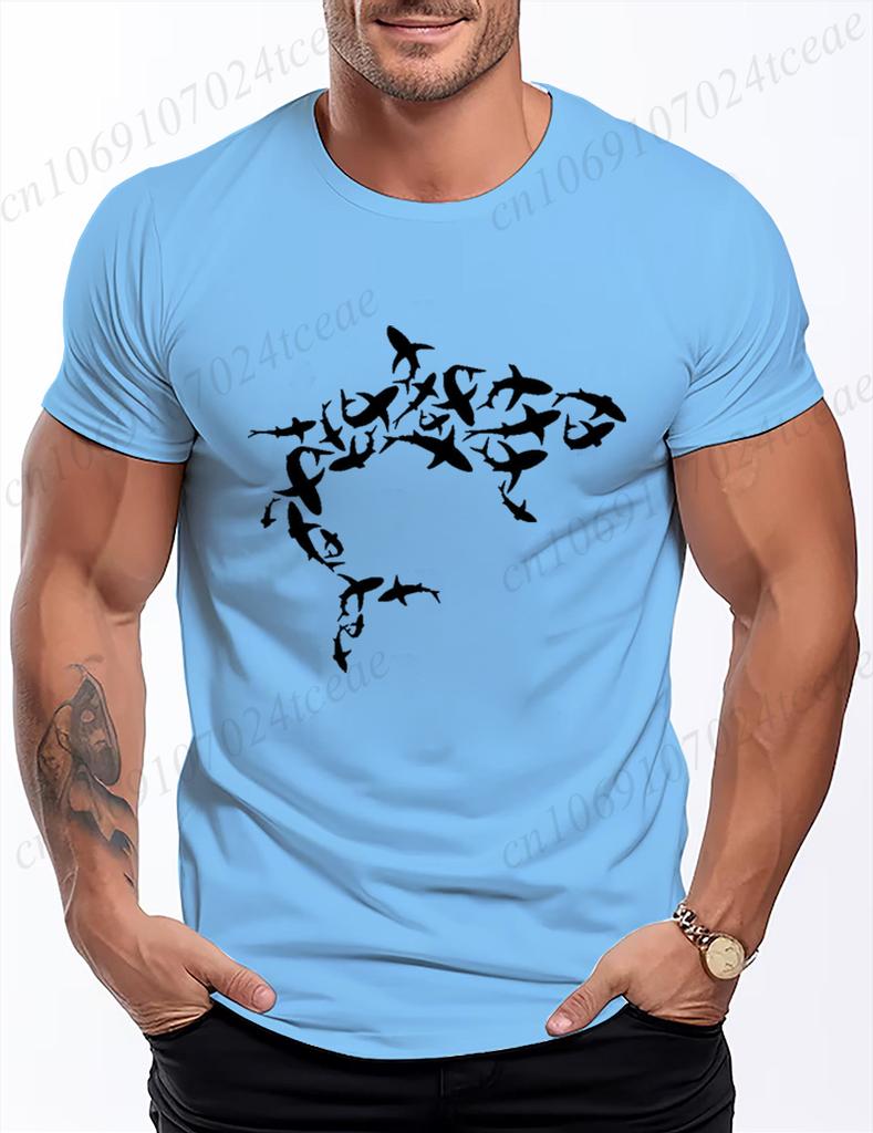 Men Womens Clothing Shark Print Tshirt Harajuku TShirt Streetwear Round Neck Top Short Sleeve Casual Summer Tee Shirt Clothes