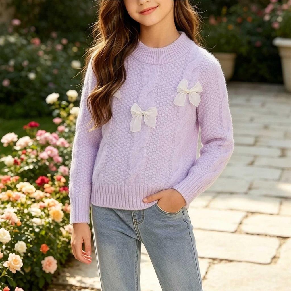 Girls Cable Knit Sweater with - Layering Top for Little Girls