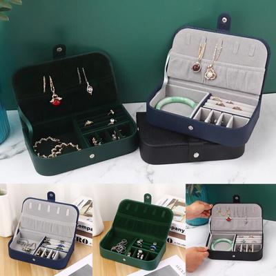 Boîte à bijoux portable de petite taille, étui de rangement pour bijoux en cuir, cadeaux de voyage