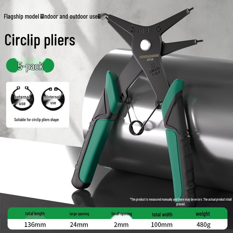 Multifunktions-Sprengringzange für zwei Einsatzzwecke: 2-in-1 Werkzeug zum Entfernen von Innen- und Außen-Sicherungsringen