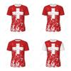 Swiss Switzerland Soccer Football Tshirt 3D Print National Flag JERSEY Training Round Neck Unisex Men Women Sport CHEER Short Sleeve Uniform