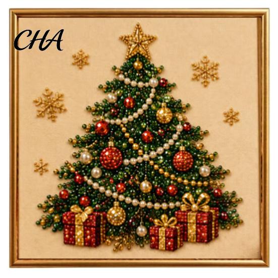 Interactive DIY Christmas Art Kits Faux Pearl Painting Kit with Frame, Santa Winter Holiday Theme Craft Supplies Beads for Adults Beginner,
