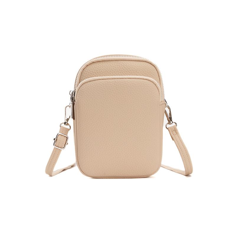 

New Minimalist Phone Purse - Solid Color Double Zipper Shoulder Bag Small Round Crossbody Bag for Essentials & on-the-Go абрикосовий