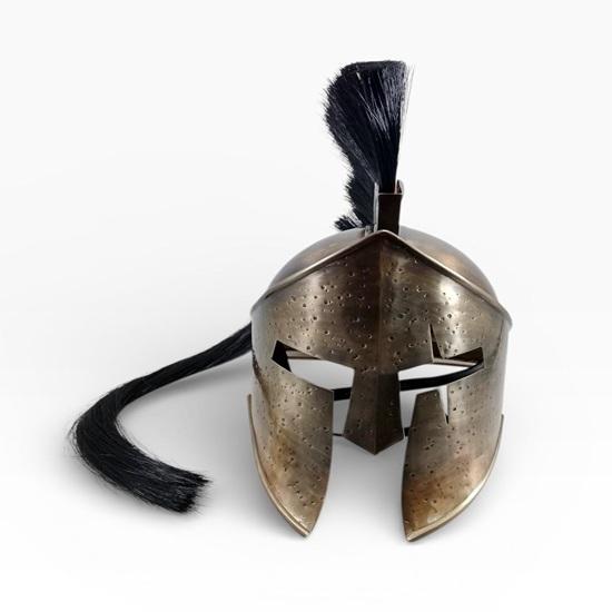 

Spartan Helmet Full Size, Handmade Greek Warrior Armor with Display Stand