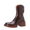 Genuine Leather Chunky Heels Ankle Boots Women Platform Shoes Autumn Winter Ladies Black Chelsea Short Boots Shoes Bottine Femme