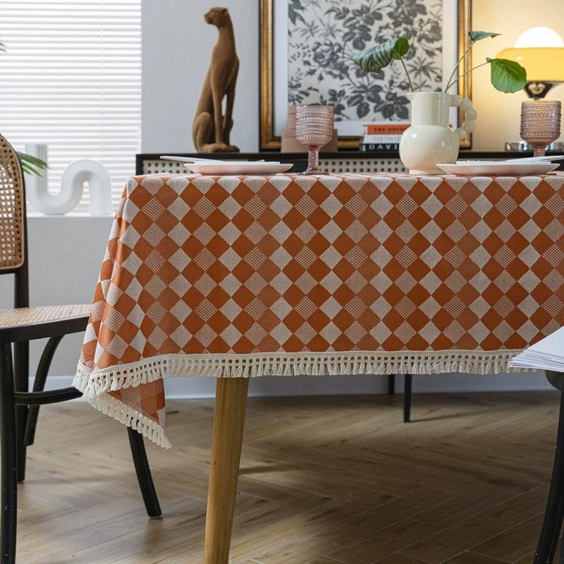 Country Woven Thickened Fringed Table Cloth Jacquard Fabric Rectangular Tablecloth Tablecloth Light Luxury High Sense