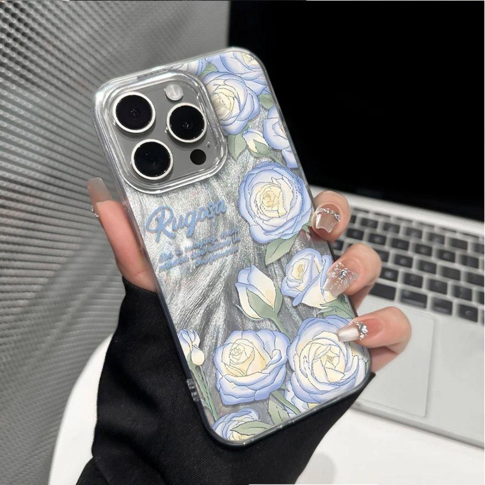 Premium blue rose for iPhone17promax Apple 16 laser phone case 14/13 large hole 15