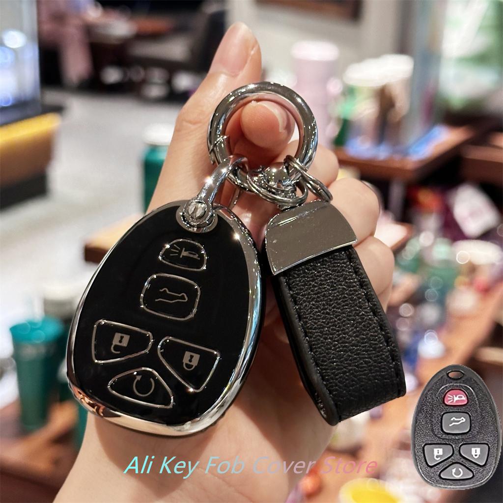 Key Fob Cover with Leather Keychain for For Chevy Malibu 2004 2005 2006 2007 2008 2009 2010 2012 For Cobalt For Pontiac G5 G6 Fo