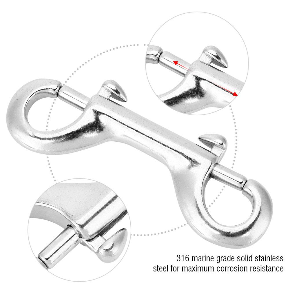 Diving Clip Double Ended Snap Silver Stainless Steel Double Ended Clip Hook Bolt Snap Diving Buckle Diving Hook