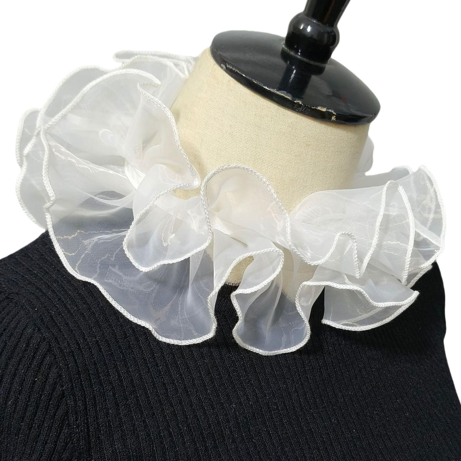 

Женский викторианский органзовый воротник-жабо, регулируемые завязки, рюши, искусственный воротник, манжеты для свитера, платья, аксессуар для одежды 1