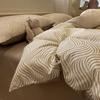New 100% Cotton Simple Stripe Bedding Set – Includes Duvet Cover, Fitted Sheet, and Four-Piece Set for Dorms