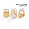 3Pcs/set Gold Color Irregular Pearl Open Rings Set for Women Exaggerated Vintage Metal Folds Thick Chunky Ring Jewelry Gifts