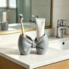 Bow Shaped Toothbrush Holder Plastic Countertop Organizer No Drill Bathroom Storage Stand for Family