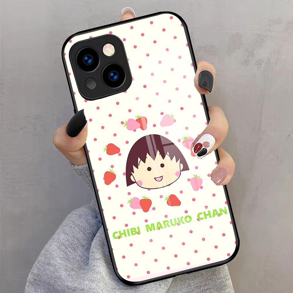 Anime Maruko-chan Phone Case For IPhone 17 Pro Max 16 15 14 Pro Max 13 11 X Xs Xr 8 7Plus Glass Cover