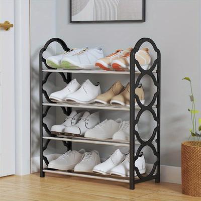 4-Tier Stainless Steel Shoe Rack Organizer Cabinet - Space-Saving, Easy-to-Install, Free-Standing Shoe Storage for Closet, Front Door Entrance