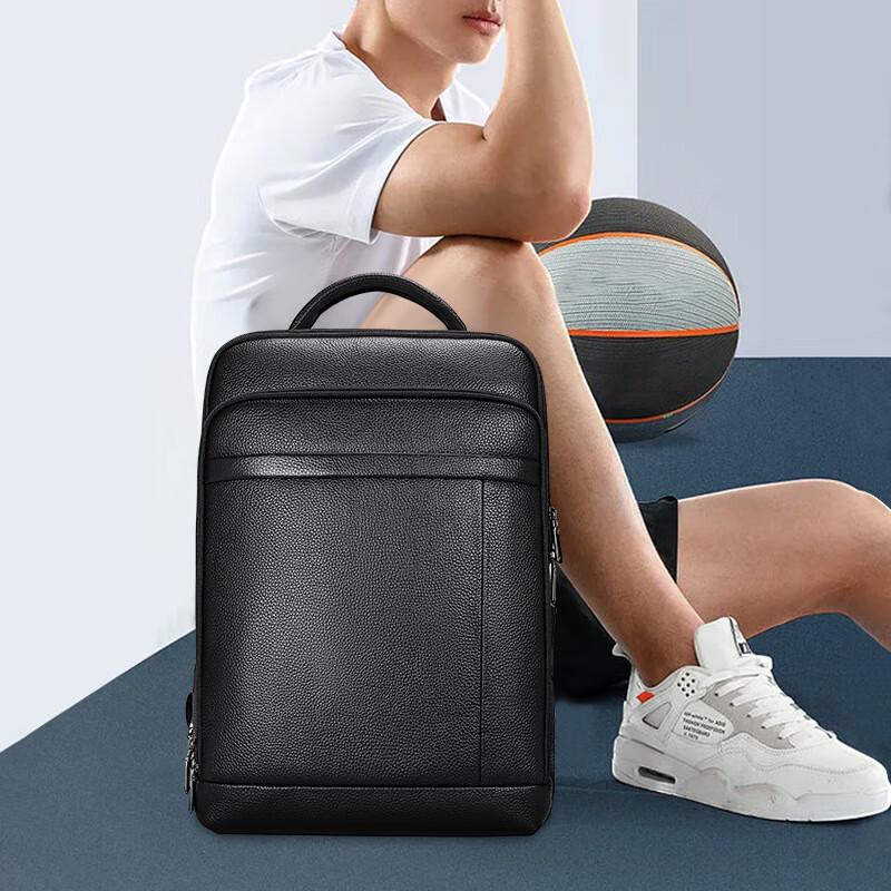 SCHWARZETIENNE Men's 15.6-inch Leather Business Backpack