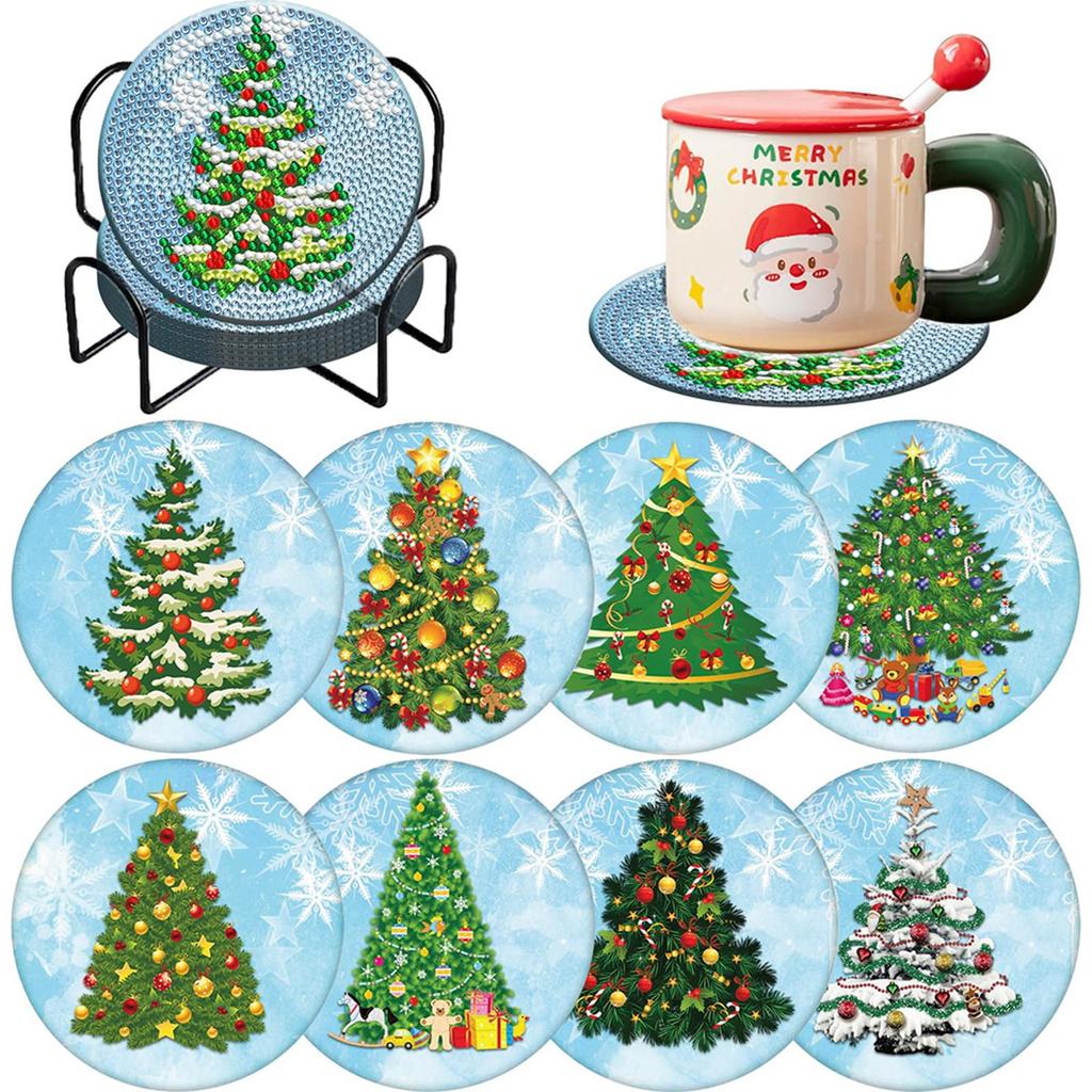 8PCS Diamond Painting Coasters Kits Dragon Acrylic Diamond Painting Art Coaster Kit Special Shape with Holder Butterfly Red Rose