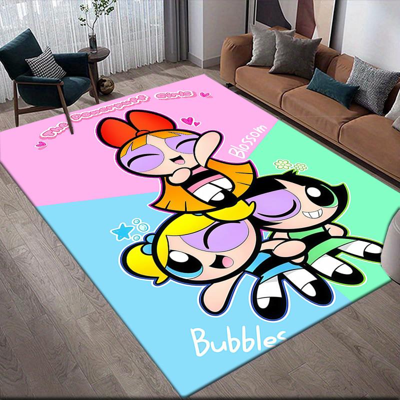 Powerpuff Girls Art Area Rug, Powerpuff Girls Fan Living Room Carpet, Perfect Gift.chl