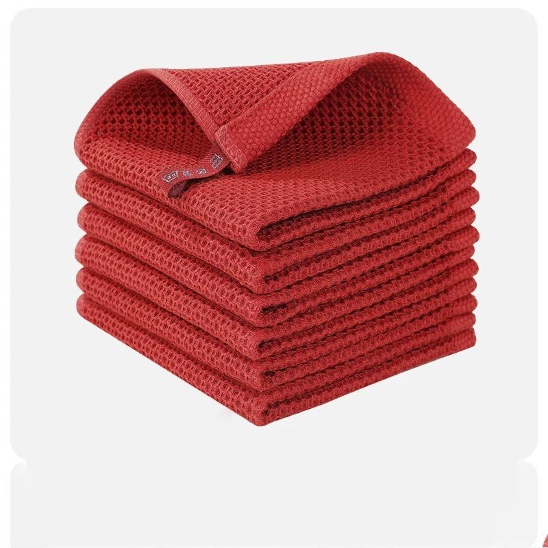 1-6PCS Kitchen Home Absorbent Dishcloth Cotton Towel Dish Rags Honeycomb Breathable Face Wash Towel Cleaning Cloth Wash Cloth