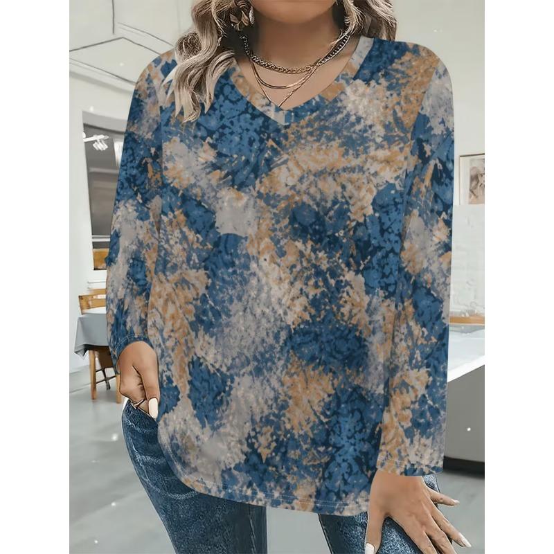Women's casual long sleeve V-neck T-shirt