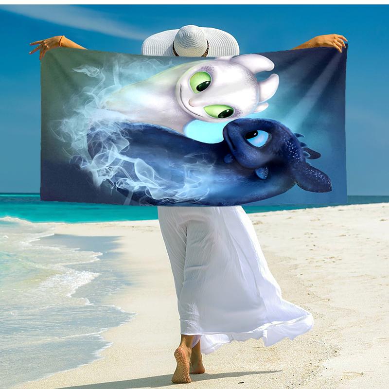 1pc Toothless2 Beach Towel, Comfortable and Thick, and Swimming/Bath/Picnic/Camping Towel, Suitable for Seaside Beaches