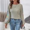 Autumn Winter Round Neck Crochet Casual Fashion Pullover Knitting Top Women Patchwork Loose All-match Sweater