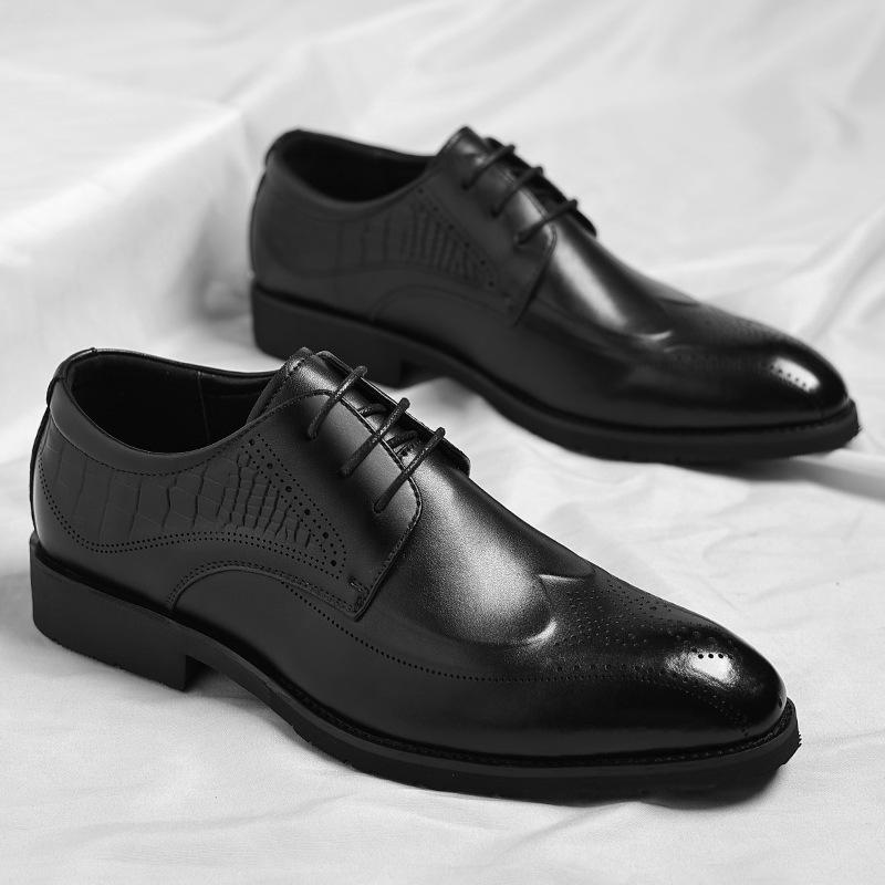 Leather shoes men's 2025 spring new Brock trend men's shoes British style office shoes 2025