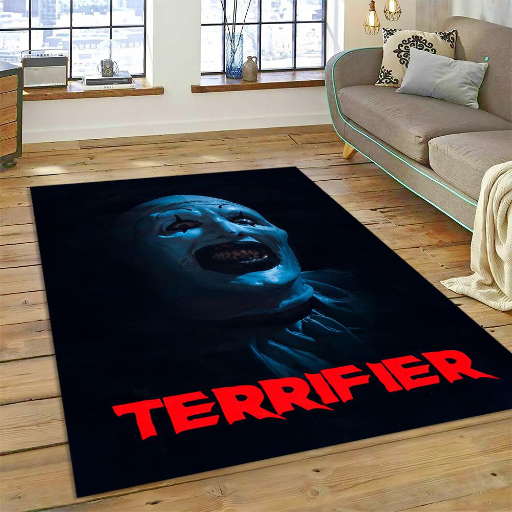 3D Terrifier 3 Horror Clown Movie Cartoon Carpet Rug for Bedroom Living Room Home Sofa Decoration,kids Play Decor Floor Mat Gift