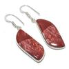 Natural Red Snakeskin Gemstone Handmade 925 Sterling Silver Earring 2.01" AE-11572