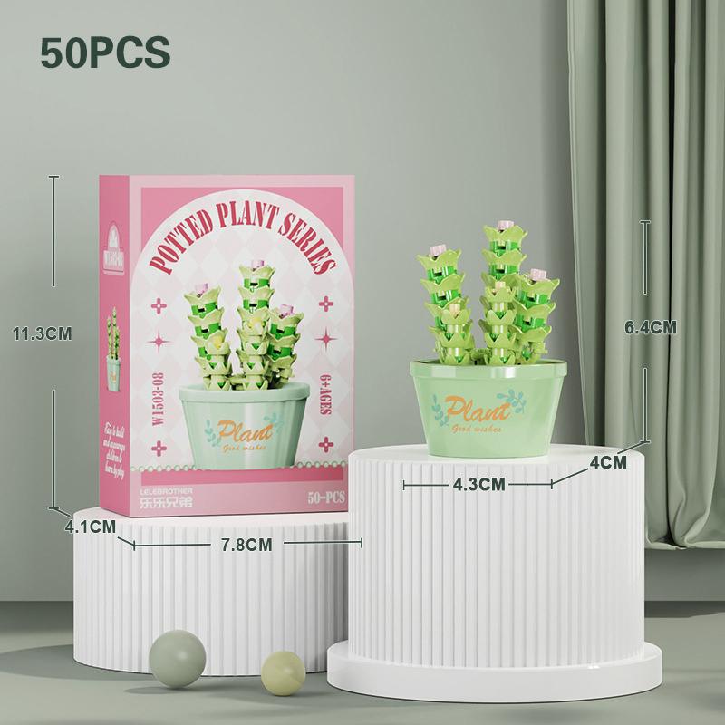Flower Succulent Potted Model Building Block Diy Eternal Bouquet Home Desk Plant Decor Brick Girl Gift Children Toy