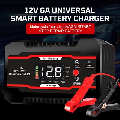 12V 6A Cyfrowy Wyświetlacz LCD Uniwersalny Do Samochodu SUV Motocykla Ciężarówki Ładowarka Akumulatora Samochodowego Wielokrotna Ochrona Konserwacja Akumulatora