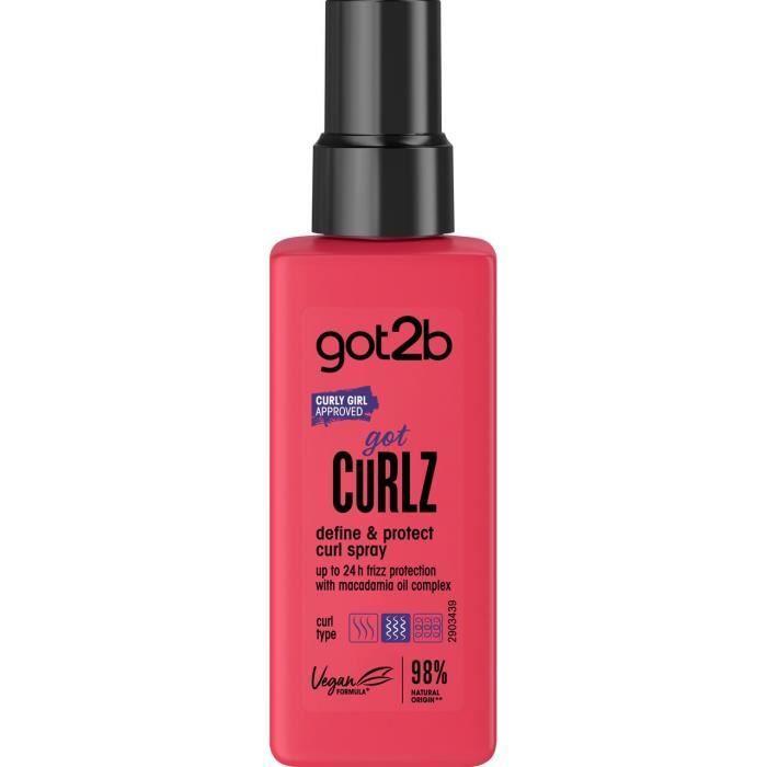 Spray Boucles - GOT2b - Curlz - 150ml - Sans parabène - Protection 24h contre les frissotis