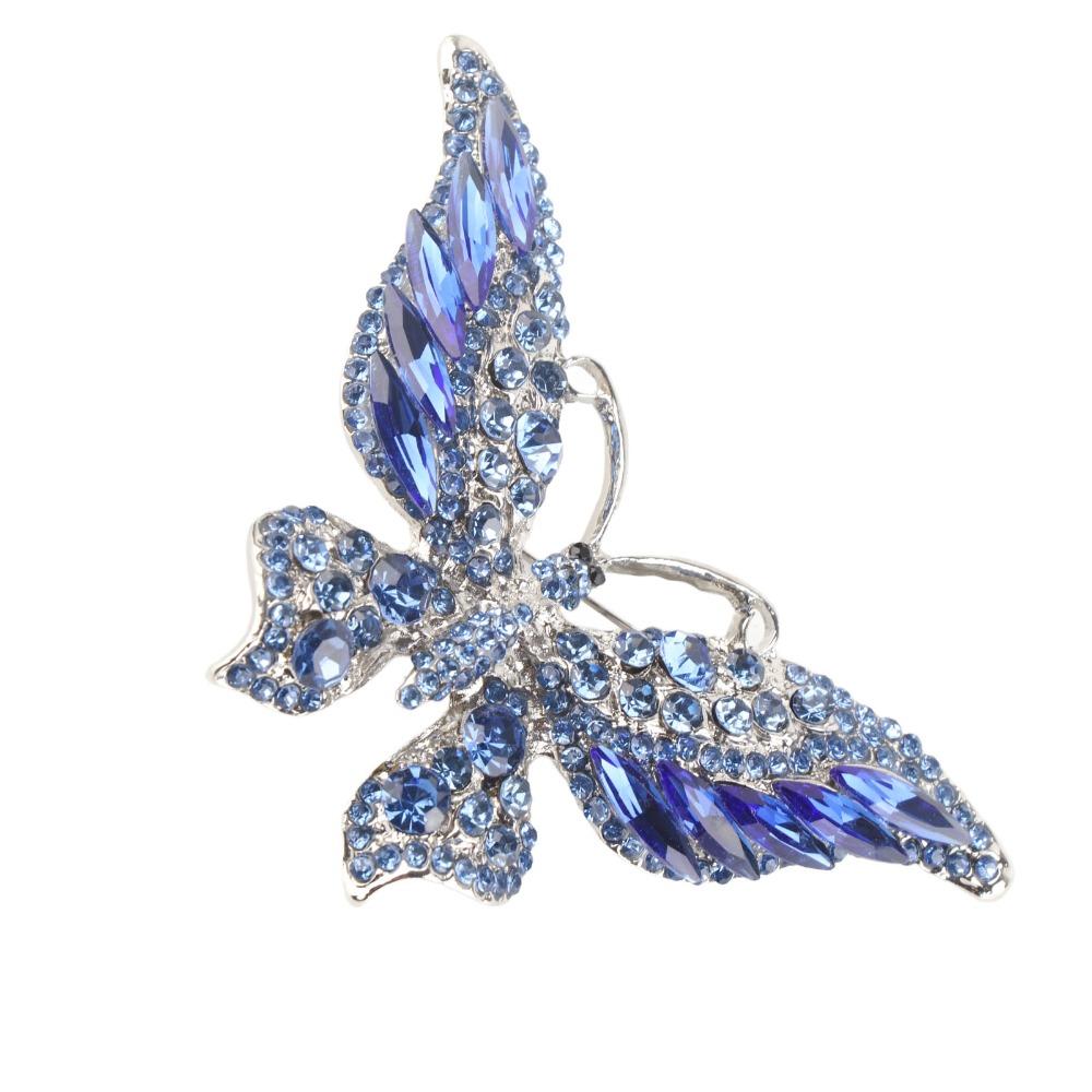 2pcs Exquisite Design Crystal Rhinestone Brooch Butterfly Corsages Brooch For Women