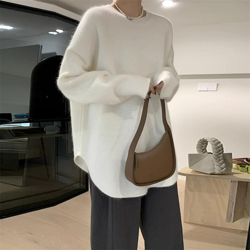 Autumn and Winter New Soft Waxy Gentle Wind Knitted Bottoming Shirt Inner Top Women's Loose and Thin Pullover Sweater Tide