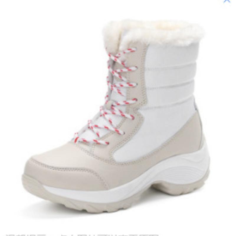 Outdoor Fashion Winter High-top Women's Shoes, Student Lace-up Mid-tube Snow Boots, Women's Cotton Shoes