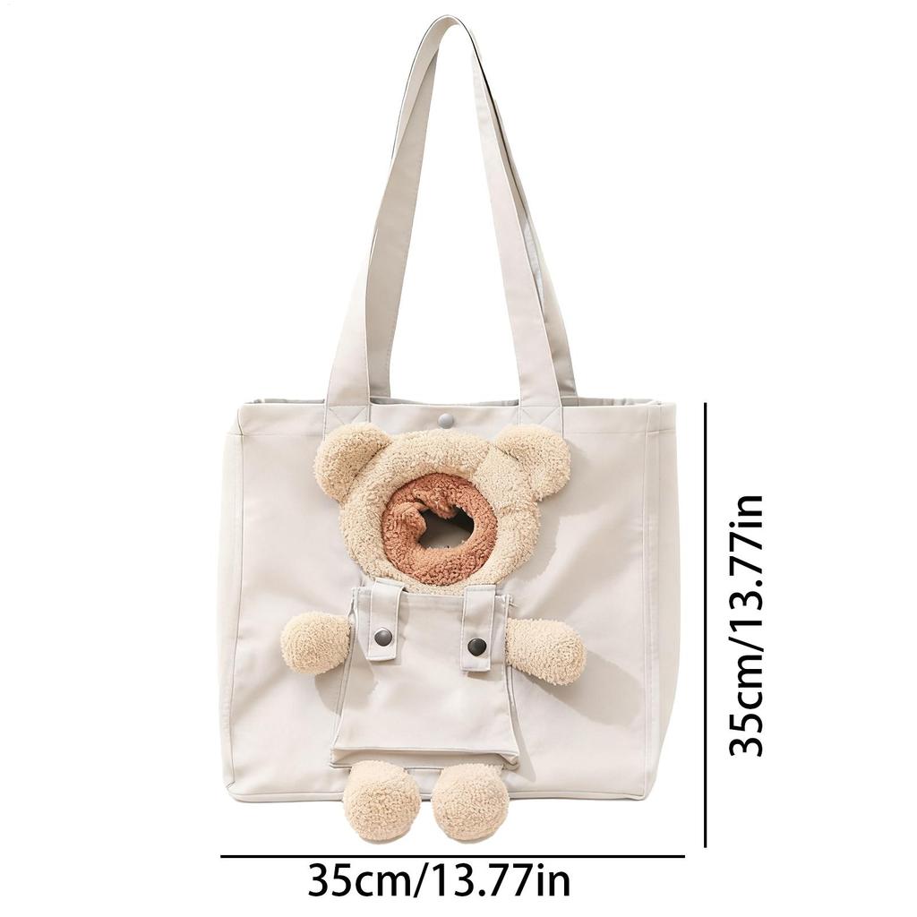 Cat Carrier Bag Bear-Shaped Puppy Carrying Handbag Puppy Tote Bag For Outdoor Shopping Camping Daily Walks Short Trips