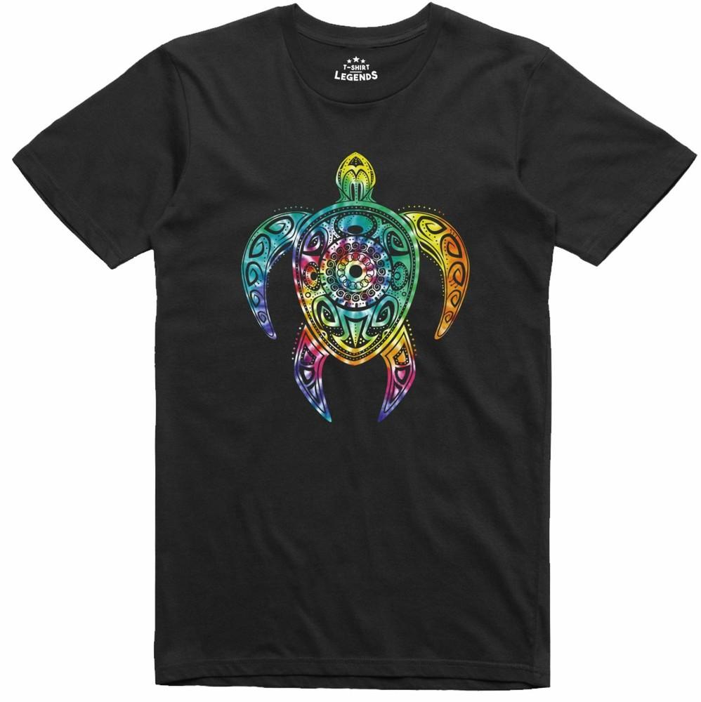 

Hippie Tie Dye Style Psychedelic Turtle Nature 100% Cotton Regular Fit T Shirt XL