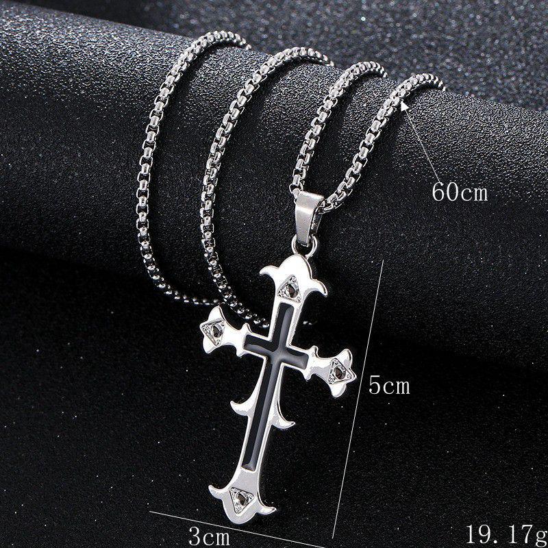 Retro Flower Pattern Cross Necklace: Unique Hip Hop Design