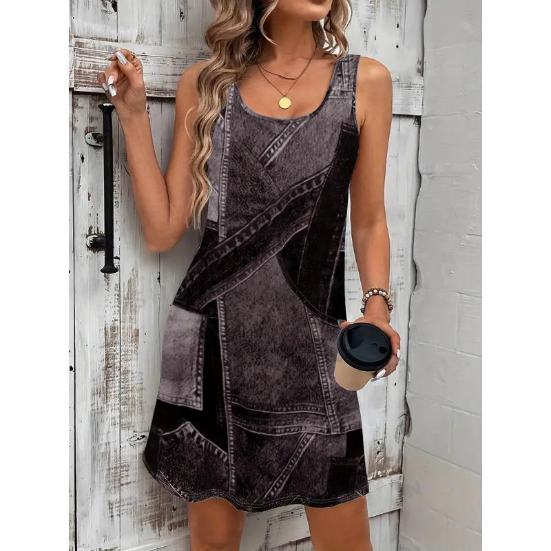 JPNTKY Fashion Summer Spring Sleeveless U-Neck Casual Dresses