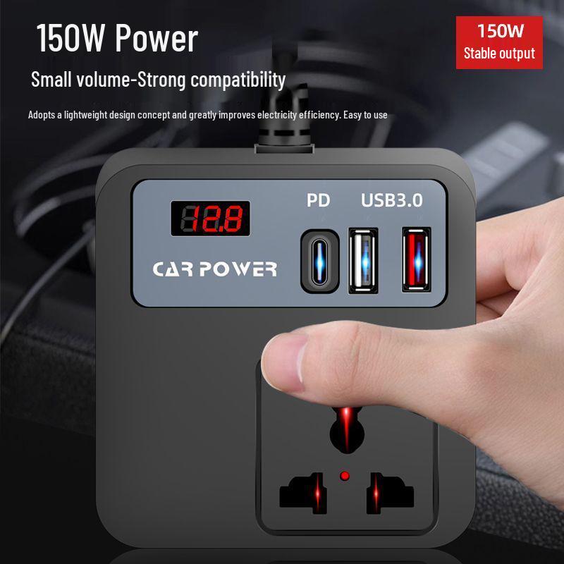 Universal Car & Truck Power Converter: 12V/24V to 220V Inverter with Fast Mobile Charging