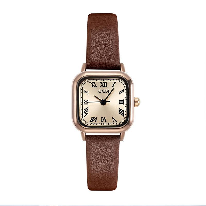 Retro Small Sugar Cube Watch Female Niche Simple And Versatile Mini Temperament Student Literary Women'S Watch