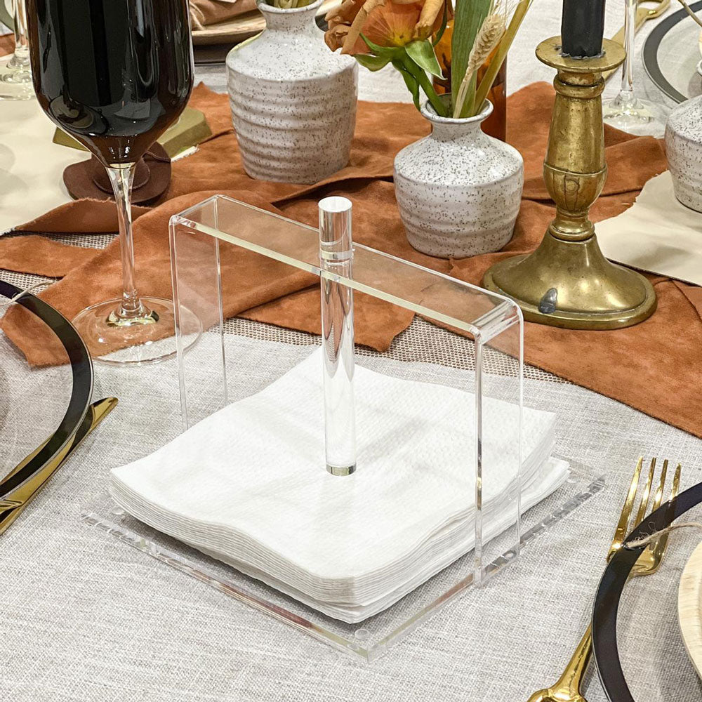 New Sleek Lucite Napkin Holder Acrylic Tissue Box Holder Desktop Napkin Holder Tissue Box Organizer El Restaurant Table Decor