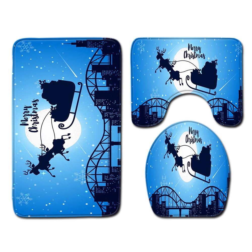 Christmas Bathroom Floor Mat Toilet Three-Piece Set
