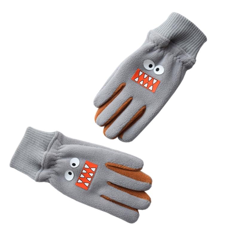 

Cute Sharks Shape Windproof Winter Gloves for Kids Boys Cold Weather Snowboard Road Cycling Gloves with Elastic Cuffs світло-сірий колір