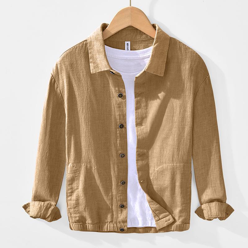 

Japanese Retro Style Cotton Linen Blend Button Jackets for Men Spring and Summer Thin Casual Jackets Square Loose Coat Breathable XXXL хакі